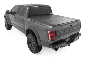 Ford F-150 Lightning Hard Tri-Fold Flip Up Bed Cover - Rough Country - Flip Up - 4WD - '22-'24